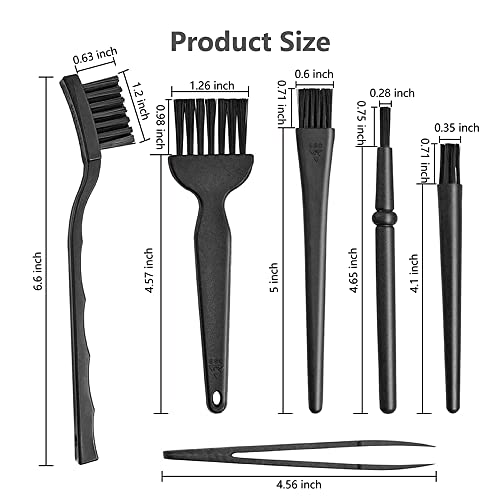 Keyboard Brush,6 in 1 Multi-Purpose Portable Plastic Handle Nylon Anti Static Brush Kit Fit for MacBook Laptop,Phone,Computer Keyboard,Machine,Car Interior Detailing,PP Handle,Razor Cleaning Brush