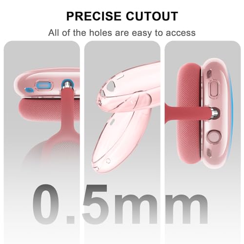 Compatible with Apple AirPods Max Case,Clear Soft TPU Anti-Scratch,Ear Pad Case Cover/Ear Cups Cover/Headband Covers for AirPods Max Headphones,Red - color: D-Red, size: Clear case