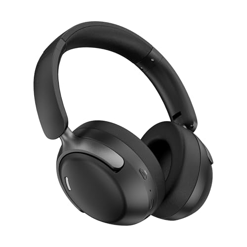 LORELEI QC30 Hybrid Active Noise Cancelling Headphones, 60H Playtime, Built-in Mic, Wireless Over Ear Headsets with Case,Bluetooth 5.4,Deep Bass Comfort Fit Soft-Earpads Fast Charging -Space Black - color: Space Black