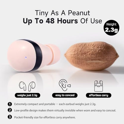 Air 10 Mini Wireless Sleep Earbuds with LED Display & Charging Case — 42 dB Noise Cancellation, Ultra-Mini & Invisible Fit,Ultra-Light 2.3 g Each,Side-Sleeper Comfort, 25H Playtime (Skin) - color: skin