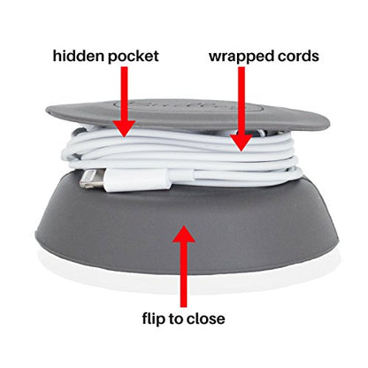 Budley - Tangle-Free Earphone/Earbud Case Compact Storage System, Silicone (Gray, Set of 1) - color: Gray
