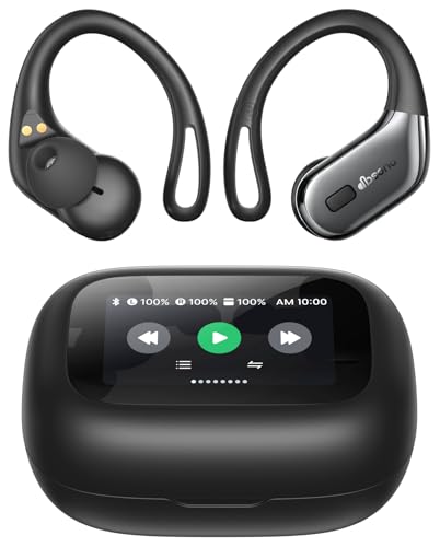Wireless Earbuds 40H Bluetooth 5.3 Sport Headphones with Earhooks,Black | Sweatproof & Waterproof,In-ear Buds Feature Easy Button & Deep Bass, Stereo Sound Device for Gym Running Workout - color: Black