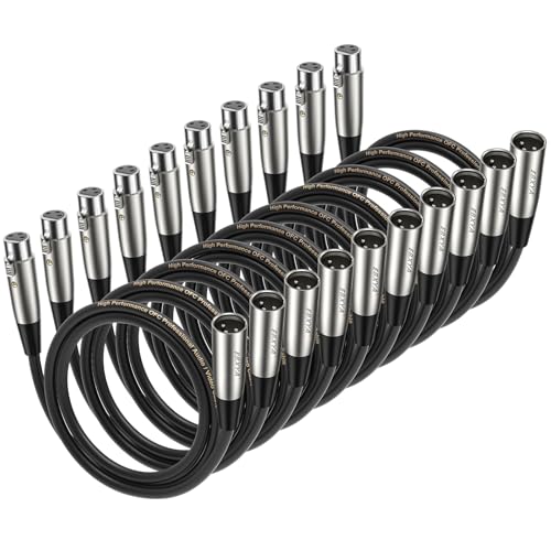 EBXYA 3ft 10 Pack 3Pin Balanced XLR Male to Female Microphone Cable | Multi-Shielded, Self-Locking, for Mixers, Audio Interfaces, Live Sound - size: 3 Feet, style: 10 Pack
