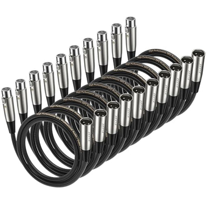 EBXYA 3ft 10 Pack 3Pin Balanced XLR Male to Female Microphone Cable | Multi-Shielded, Self-Locking, for Mixers, Audio Interfaces, Live Sound - size: 3 Feet, style: 10 Pack
