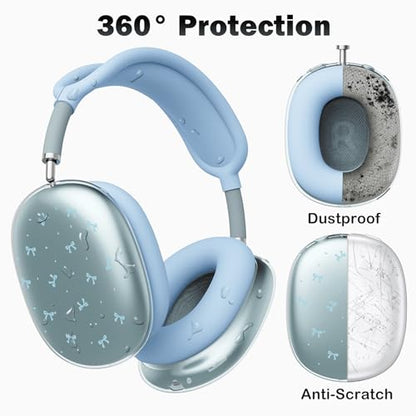 for AirPods Max Headphones Kawaii Bow Ear Covers for AirPods Max 2 - color: Blue Bow B/Blue