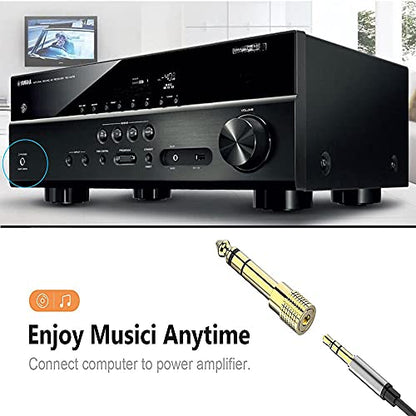 WISYIFIL 6.35mm (1/4 inch) Male to 3.5mm (1/8 inch) Female Stereo Audio Headphone TRS Jack Cable Converter,Gold Plated Copper 2 Pack