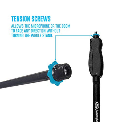 AxcessAbles Weighted Mic Stand Floor with Heavy Round Base, Quick Grip Height Adjustment - 74" Microphone Stand Include 33" Detachable Mic Boom Arm. Tall Microphone Stand for Singing (MS-201RB) - size: 1-Pack