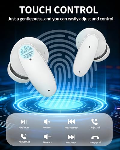 True Wireless Earbuds, Bluetooth 5.4 Headphones with Dual ENC ANC Noise Canceling, 13mm Drivers for Deep Bass Stereo, IPX7 Waterproof, 18H Playtime, USB-C Charging Case for iPhone Android - color: Rose gold