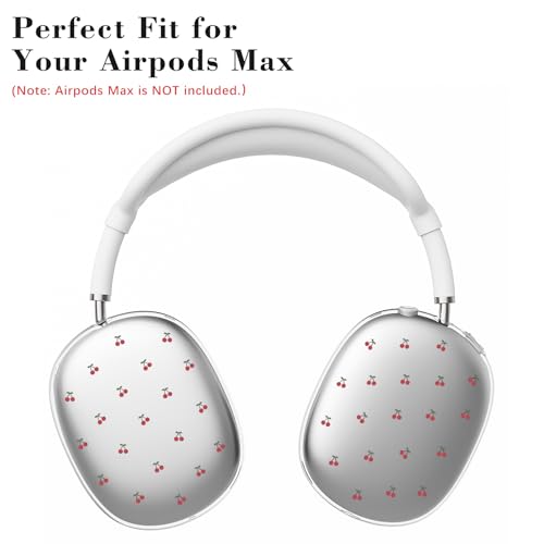 Cherry White Silicone Case for AirPods Max, Soft TPU Ear Cups Cover/Ear Pad Covers/Headband Cover, Transparent Anti-Scratch Protection Case for Apple AirPods Max(2024/2020) for Women - color: Cherry/White