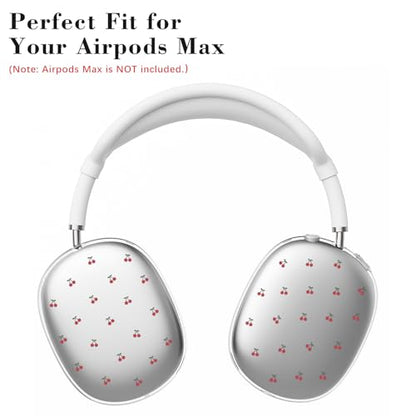 Cherry White Silicone Case for AirPods Max, Soft TPU Ear Cups Cover/Ear Pad Covers/Headband Cover, Transparent Anti-Scratch Protection Case for Apple AirPods Max(2024/2020) for Women - color: Cherry/White