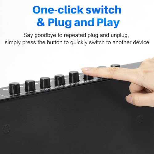 8-Way RCA Switch 8 in 2 Out Composite AV Selector Switcher Box | Plug & Play RCA Video Audio AV Switcher 8x2 for PS2 PS3 Wii Xbox HDTV DVD Game Consoles - size: 8 IN 2 OUT