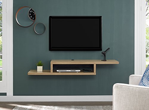 Martin Furniture Asymmetrical Wall Mounted A/V Console, 60inch, Burba Bank - color: Burba Bank, size: 60"