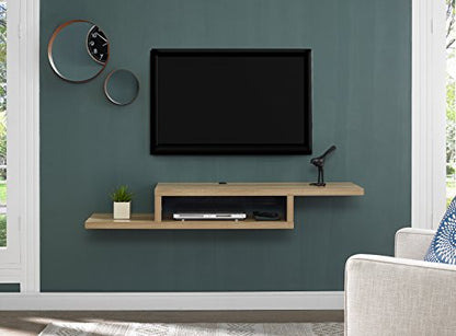 Martin Furniture Asymmetrical Wall Mounted A/V Console, 60inch, Burba Bank - color: Burba Bank, size: 60"