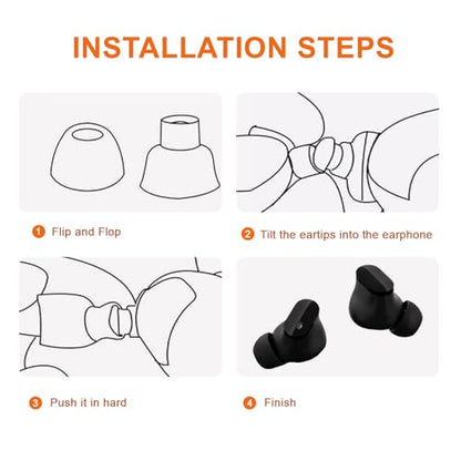 6 Pairs Replacement Silicone Ear Tips Compatible with Beats Studio Buds/Fit Pro/Studio Buds +, Silicone Earbuds Eartips Buds Cover Set for Beat Studio Buds (Black Without Pen) - color: Black without Pen