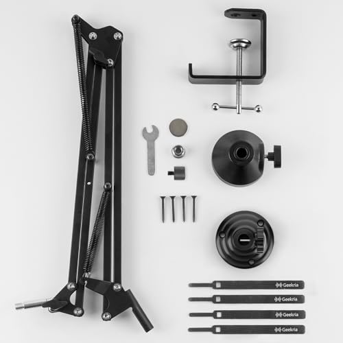 GEEKRIA for Creators Microphone Arm Compatible with Razer Seiren V3 Mini, X, V2 Pro, V2 X, Elite, Mic Boom Arm with Table Flange Mount Adapter, Adjustable Suspension Stand, Desk Mount Holder