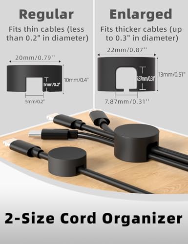 Viaky 8-Pack Magnetic Cable Holder Black,Large Magnetic Cable Management | Silicone Magnetic Cable Holder,Reusable Cord Organizer,Strong Cable Clips Magnets for Nightstand,Desk Wall,Car,Office,Home - size: Enlarged