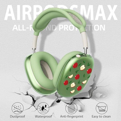 Cute Apple Pattern Clear Case for Airpods Max Headphones Unique Fruit Design Soft TPU Ear Cups Cover Anti-Scratch Silicone Ear Pad Protective Case 53 Headband Cover for Apple Airpods Max - color: Green apple 03