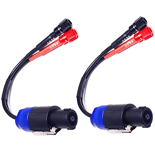 CNCESS Speakon Plug to Female Banana Jack Speaker Cable, 2 Pack | Binding post, Accept Banana Plug, Spade Fork, Bare Wire