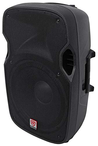 Rockville SPGN158 15" DJ PA Speaker Pair Bundle with RPM47 Powered Mixer | 1600W Peak / 400W RMS Each, 8-Ohm, Bluetooth/USB, 2 RMC-XLR Microphones, 2 Tripod Stands, SpeakOn Cables, 7-Items