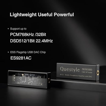 Questyle M12i HiFi Headphone Amplifier [MFi Certified] Portable USB DAC | Lossless Mini Audio Amps Supports PCM 768kHz/DSD512 with 3.5mm Outputs High Resolution for Smartphones/PC/Laptops