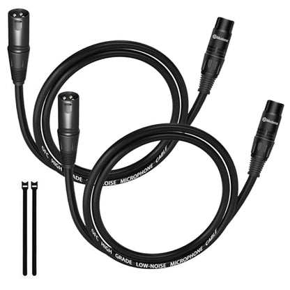 Microphone Cable 3.3FT 2Pack, Premium Balanced Short XLR Cables with 3-Pin,XLR to XLR Audio Cable for Recording Studio,Mic Mixer,Podcast - size: 3.3Feet
