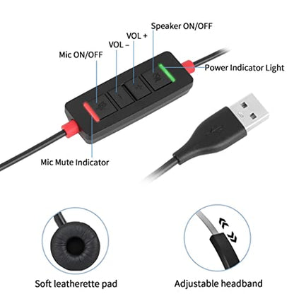 USB Headset with Microphone for PC Laptop Computer Headphone Noise Cancelling Mic for Home Office Online Class Teams Zoom - size: H360M
