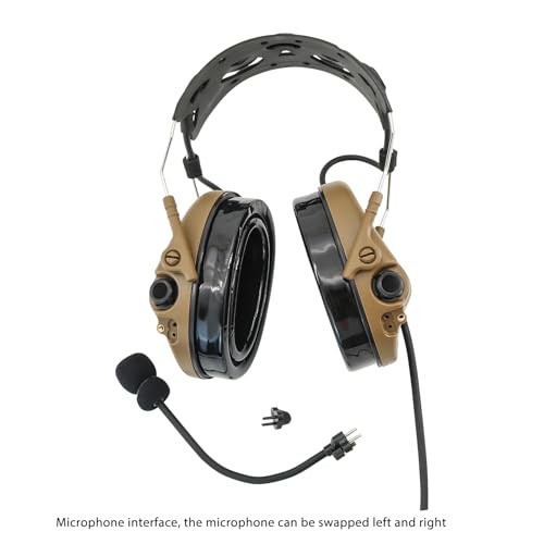 TAC300 Noise Cancelling Tactical Headset, Detachable Headband, 2Pin PTT for Airsoft Hearing Protection - color: Coyote Brown