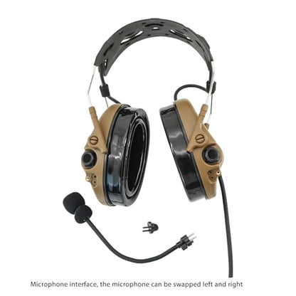TAC300 Noise Cancelling Tactical Headset, Detachable Headband, 2Pin PTT for Airsoft Hearing Protection - color: Coyote Brown