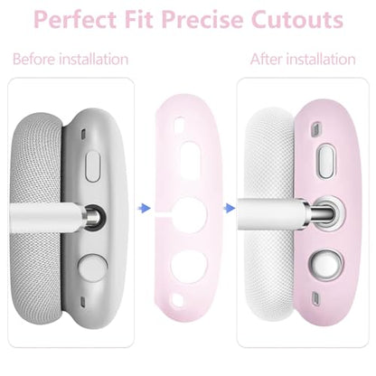 3-in-1 Silicone Case Cover for AirPods Max 2/AirPods Max Headphones, Apple AirPod Max Accessory Protective Cover, Headband/Ear Cups/Ear Pad Covers, Anti-Scratch and Sweatproof (All Pink) - color: All pink