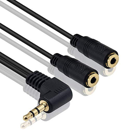 Poyiccot Headphone Splitter, 3.5mm Audio Y Cable Male to Dual Female Adapter, 90 Degree Dual 3.5mm Headphone Splitter for PS4, PS5, Xbox, PC Gaming Headsets, Phone, Tablet, Laptop