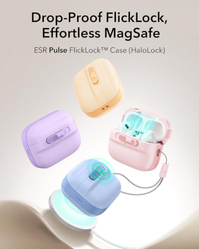 ESR for AirPods Pro 2 Case (2023/2022/2019), Compatible with MagSafe, Pink | Compatible with Airpods Pro (USB-C/Lightning Cable), Magnetic Lid, Full Drop Protection Cover with Lanyard - color: Pink, size: Airpods Pro 2&1 Case