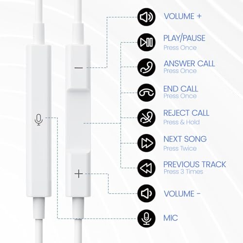 Headphones Earphones Wired with 3.5mm Plug, Wired Ear Buds with Built-in Remote to Control Music, Phone Calls, and Volume, Microphone Compatible with iPhone/Android/Laptop/PC(2 Pack)