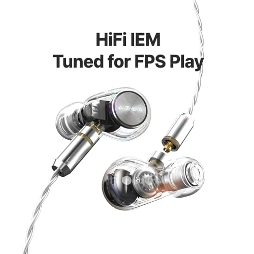 AZLA ARES Clear Gaming Earbuds with Mic for PS5 PC FPS USB-C MMCX | IEMs for Gaming, Tuned for FPS Games, Compatible with PS5, XBox, Nintendo Switch, PC, Phone and More