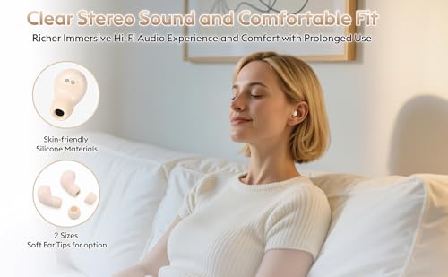 Invisible Mini Sleep Earbuds Bluetooth Wireless for Side Sleeper Small Ears - color: Beige