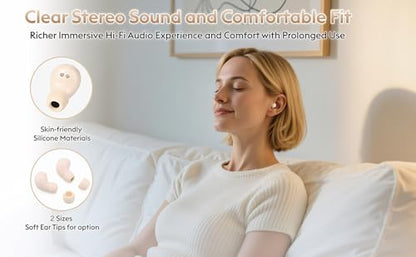 Invisible Mini Sleep Earbuds Bluetooth Wireless for Side Sleeper Small Ears - color: Beige