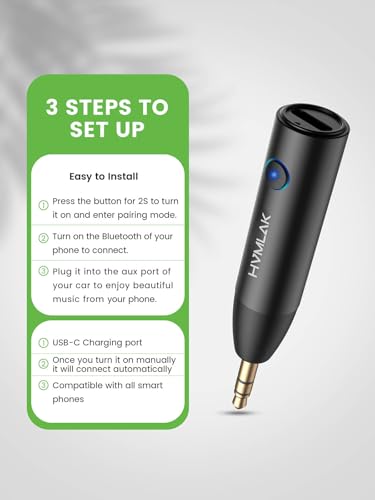 HVMLAK Link280 Car Bluetooth 5.4 Aux Adapter 3.5mm Jack Receiver, 1 Pack - color: Black