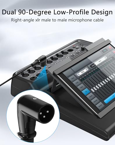 CERRXIAN Right-Angle 3 Pin XLR Male to Female Microphone Cables, 6.56 FT Professional Balanced XLR to XLR Audio Cables for Mixer Microphone DMX