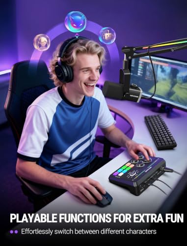FIFINE SC8 Gaming Audio Mixer for Live Streaming with 7.1ch Surround sound | For PC,RGB,Headphone Preamp,Mute Button,Volume Control,Optical Input,48V Phantom Power,3 EQ Modes,Game Chat Volume Balacnce