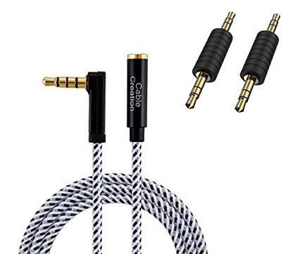 CableCreation Headphone Extension Cable + 2 Pack 3.5mm 1/8 Stereo Jack to 3.5mm Audio Male to Male Adapter Connectors