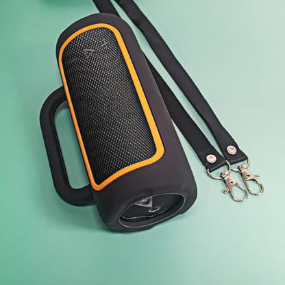 Silicone Case Cover for JBL Grip Portable Bluetooth Speaker, Soft Protective Sleeve Skin Travel Protective Carrying Case Storage Holder with Carabiner and Shoulder Strap (Black) - color: Black