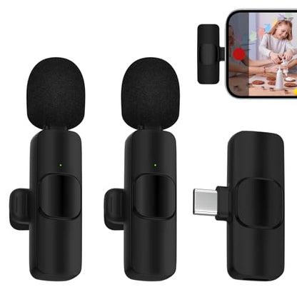 Wireless Microphone for iPhone 17 Pro Max/16/16e/16 Plus, Mini Lavalier Microphone USB C Wireless Lav Mic for Android Samsung S25FE S25 Ultra A17 A16, iPhone Video Recording,Interview,TikTok,YouTube