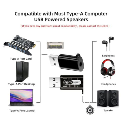 Xiwai 2pcs/lot USB to 3.5mm Audio Adapter Type-A Male USB2.0 to TRS TRRS Female AUX & MIC Sound Card 24bit 96kHz Adapter Compatible with Laptop Desktop - style: USB-A to 3.5mm Male Audio