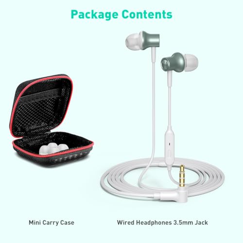 Wired Earbuds 3.5mm Headphones with Mic for Laptop PC Chromebook,Green | Noise Isolating in-Ear Earbuds,3.5mm Jack Plug in headphones Call Volume Control for Mobile Phones/Computer/MP3 Kids School - color: Green