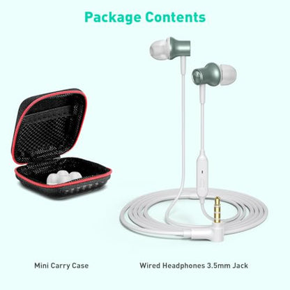 Wired Earbuds 3.5mm Headphones with Mic for Laptop PC Chromebook,Green | Noise Isolating in-Ear Earbuds,3.5mm Jack Plug in headphones Call Volume Control for Mobile Phones/Computer/MP3 Kids School - color: Green