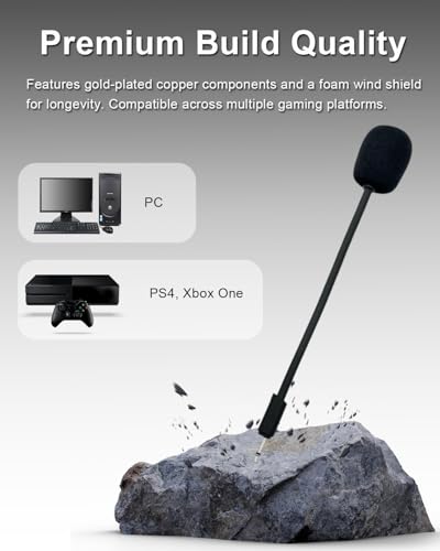 Replacement Game Microphone for JBL Quantum 100 Headsets | For PS5 PS4 PC Xbox MAC, Detachable Noise Cancelling, Game Voice Mic Boom, 2.5mm Jack, Black