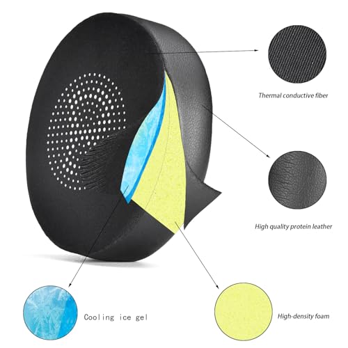 Jabra Elite 45h Evolve2 65 UC 무선 헤드폰용 젤 교체용 이어 패드 쿠션, 부드러운 단백질 가죽 폼 베개 쿨링 귀마개 커버 컵 포함