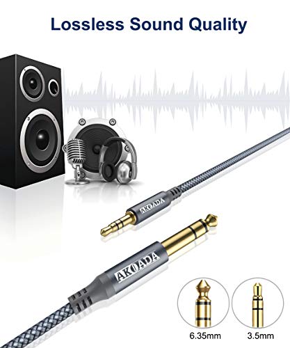 1/8 to 1/4 Stereo Cable AkoaDa 3.5mm to 6.35mm Stereo Audio Cable 6.6ft 6.35mm 1/4" Male to 3.5mm 1/8" Male TRS Bidirectional Stereo Audio Cord Jack for Guitar,Laptop, Home Theater Devices, Amplifiers - size: 6.6FT