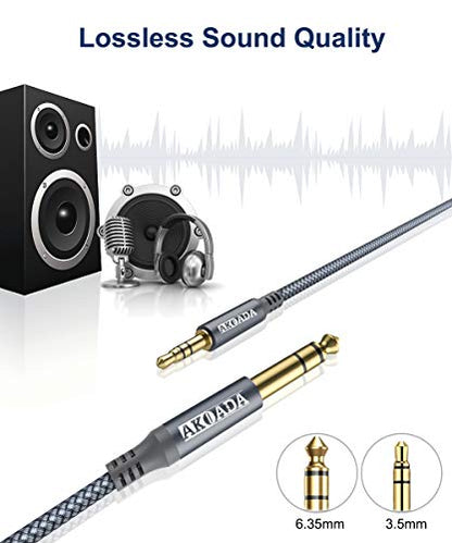 1/8 to 1/4 Stereo Cable AkoaDa 3.5mm to 6.35mm Stereo Audio Cable 6.6ft 6.35mm 1/4" Male to 3.5mm 1/8" Male TRS Bidirectional Stereo Audio Cord Jack for Guitar,Laptop, Home Theater Devices, Amplifiers - size: 6.6FT