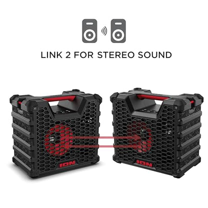 Ion Audio Tailgater Tough - Rugged Portable All-Weather Wireless Bluetooth Speaker, IPX5 Water-Resistant, Outdoor Weather-Resistant Speaker, 65W (Renewed)