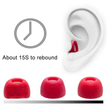 Klowcok Replacement Ear Tips for Beats Studio Buds/Fit Pro/Studio Buds+ | Memory Foam Earbuds Tips, Comfort Fit, 3 Pairs (S/M/L) Red
